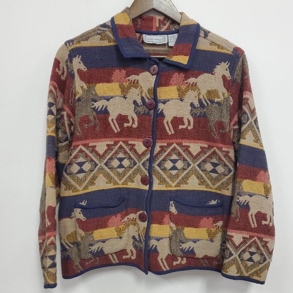 Jane Ashley Jackets & Blazers - Vintage Jane Ashley Womens Aztec Horse Jacket Size S Multicolor Button Front
